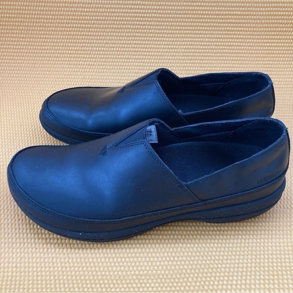 Merrell Clogs Womens 8 Black Round Toe Slip On Casual Leather - Picture 3 of 7